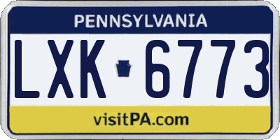 PA license plate LXK6773