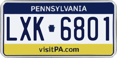 PA license plate LXK6801