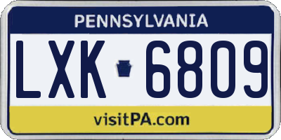 PA license plate LXK6809