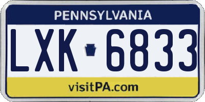 PA license plate LXK6833
