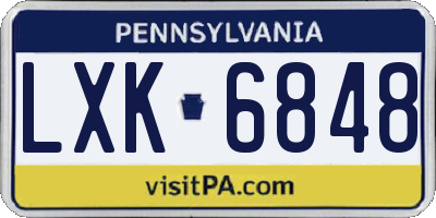 PA license plate LXK6848