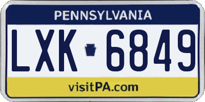PA license plate LXK6849