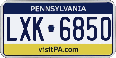 PA license plate LXK6850