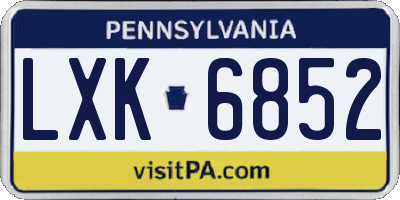 PA license plate LXK6852