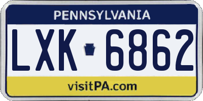PA license plate LXK6862