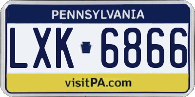 PA license plate LXK6866