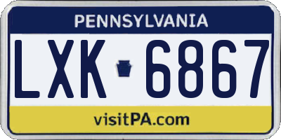 PA license plate LXK6867