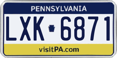 PA license plate LXK6871