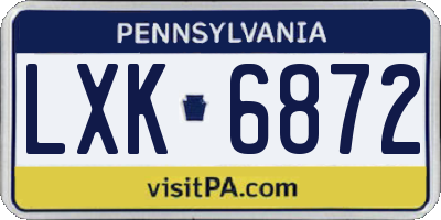 PA license plate LXK6872