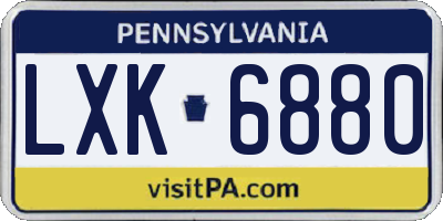 PA license plate LXK6880