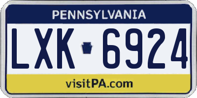 PA license plate LXK6924