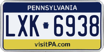 PA license plate LXK6938