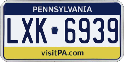 PA license plate LXK6939