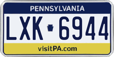 PA license plate LXK6944