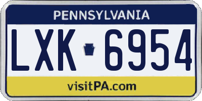 PA license plate LXK6954