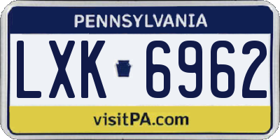 PA license plate LXK6962