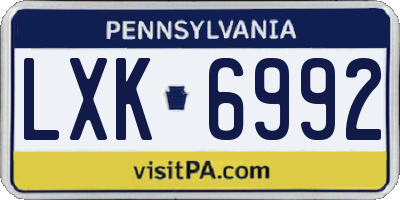 PA license plate LXK6992