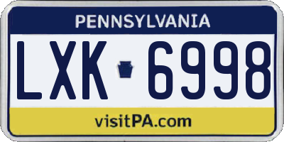 PA license plate LXK6998
