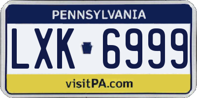 PA license plate LXK6999