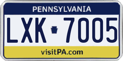 PA license plate LXK7005