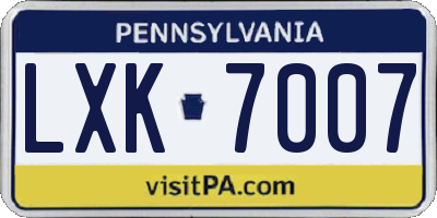 PA license plate LXK7007