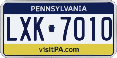 PA license plate LXK7010