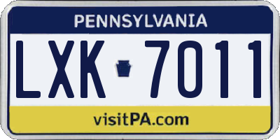 PA license plate LXK7011