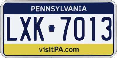 PA license plate LXK7013
