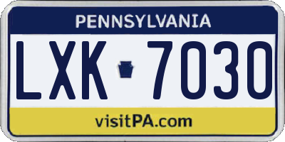 PA license plate LXK7030