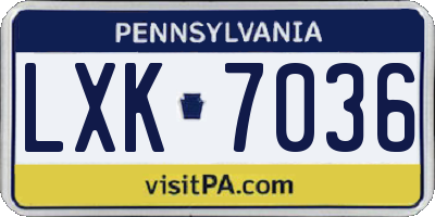 PA license plate LXK7036
