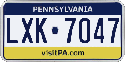 PA license plate LXK7047