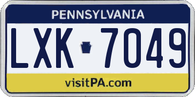 PA license plate LXK7049
