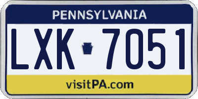 PA license plate LXK7051