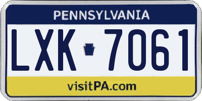 PA license plate LXK7061