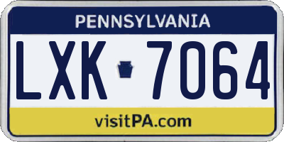 PA license plate LXK7064