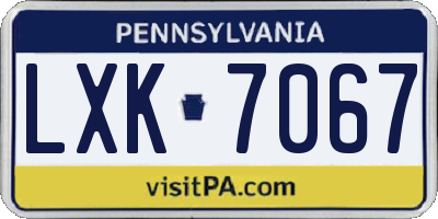 PA license plate LXK7067