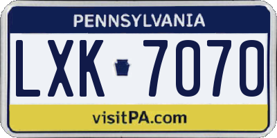 PA license plate LXK7070
