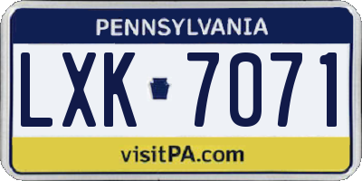 PA license plate LXK7071