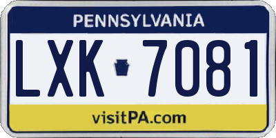 PA license plate LXK7081