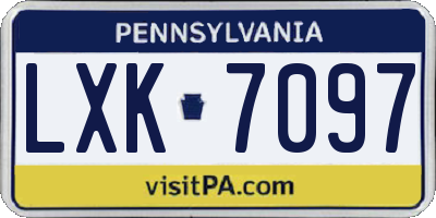 PA license plate LXK7097