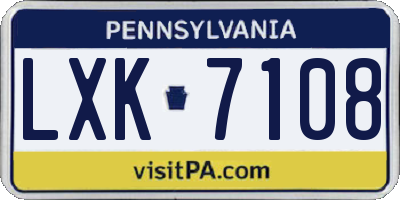 PA license plate LXK7108