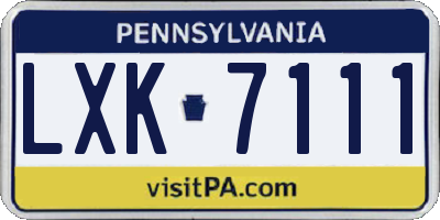 PA license plate LXK7111