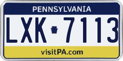 PA license plate LXK7113