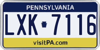PA license plate LXK7116