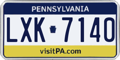 PA license plate LXK7140