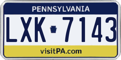 PA license plate LXK7143