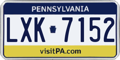 PA license plate LXK7152