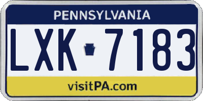 PA license plate LXK7183