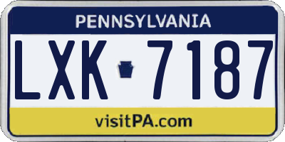 PA license plate LXK7187