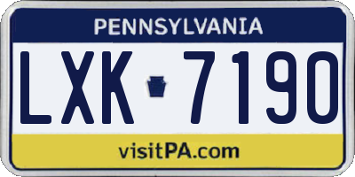 PA license plate LXK7190